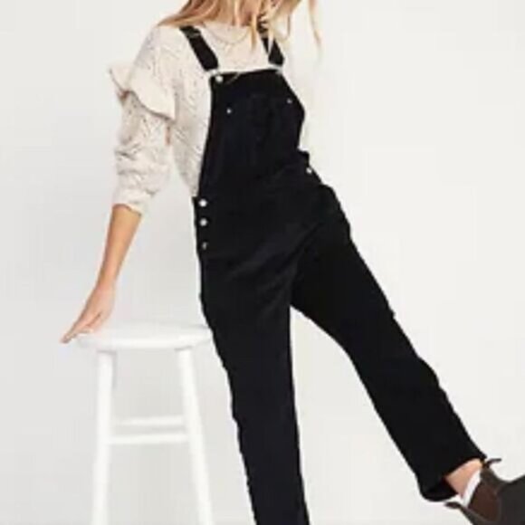NWT Old Navy Black Overalls Girls Size L 10-12 - Picture 1 of 4